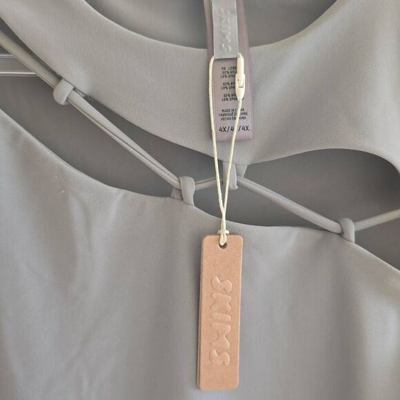 Skims Chrome Gray One Shoulder Lace-Up Mini Dress, 4X, NWT - Picture 7 of 9